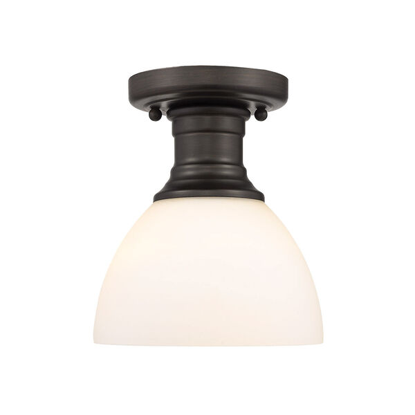 Hines Rubbed Bronze Opal Glass Seven-Inch One-Light Semi Flush Mount, image 2